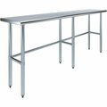 Amgood 18 in. x 84 in. Open Base Stainless Steel Metal Table WT-1884-RCB-Z